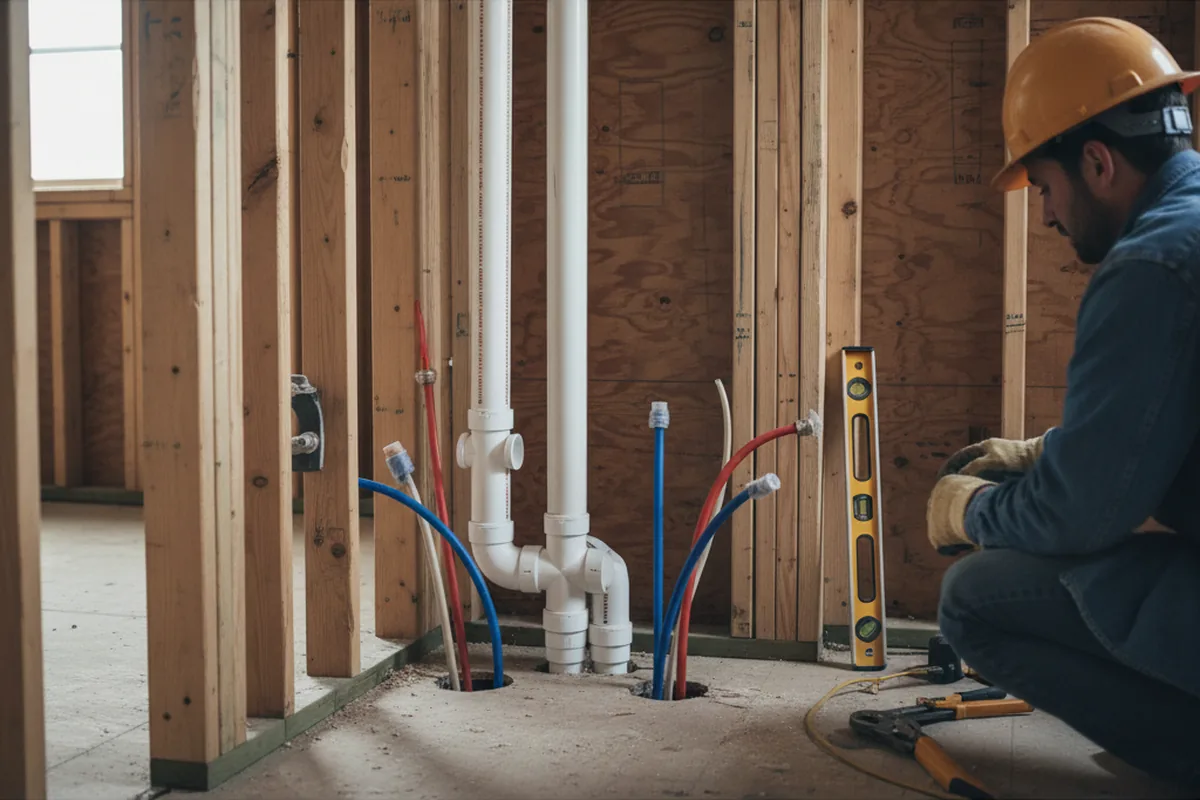 Drain and supply rough-in during Leak Detection in Graham